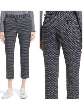 Theory Treeca 2 Dimensional Jacquard Slim Fit Cropped Trouser Pants Size 10